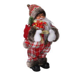 Babbo natale tessuto con musica e movimento rosso cm 15x9h30