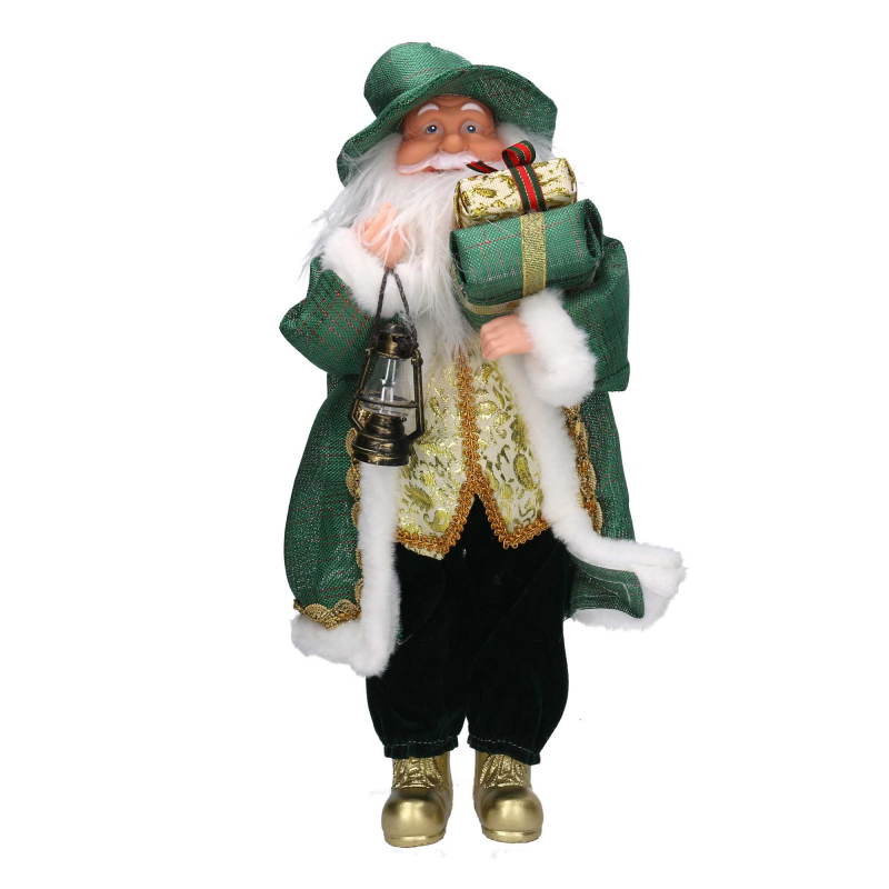 Babbo natale tessuto oro verde cm 20x10h45