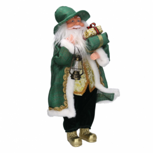 Babbo natale tessuto oro verde cm 20x10h45