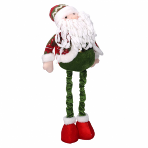 Zoom Babbo natale tessuto verde rosso cm 30x10h52