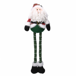 Babbo natale tessuto verde rosso con gambe telescopiche cm 25x11h55/75