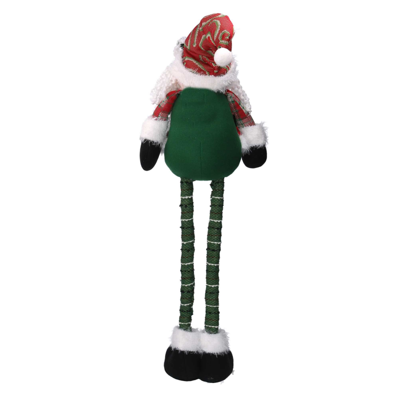 Babbo natale tessuto verde rosso con gambe telescopiche cm 25x11h55/75