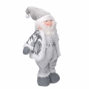 Babbo natale tessuto bianco grigio cm 29x10h48