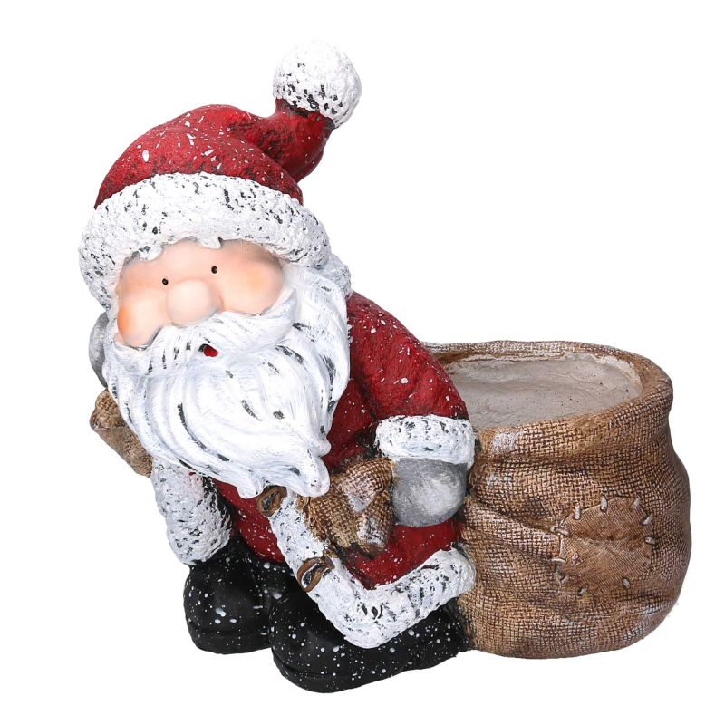 Babbo natale resina con sacco portavasorosso cm 40x32h42