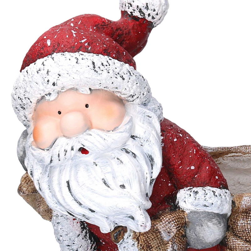 Babbo natale resina con sacco portavasorosso cm 40x32h42