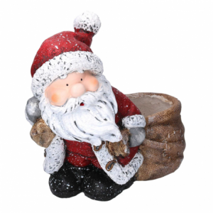 Babbo natale resina con sacco portavasorosso cm 40x32h42