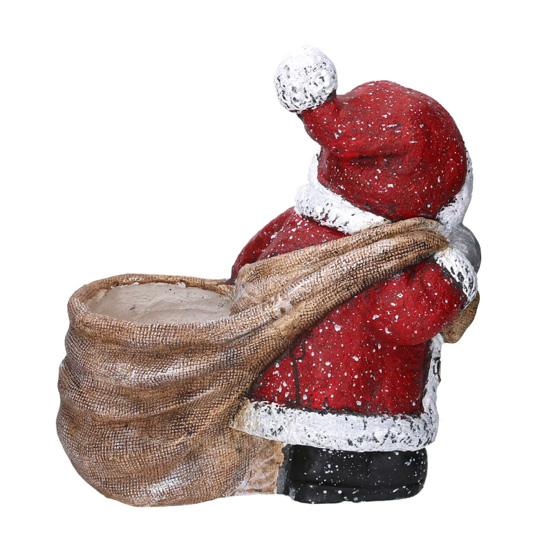 Babbo natale resina con sacco portavasorosso cm 40x32h42