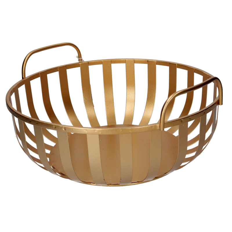 Cesta metallo 1-2 oro tondo cm 42,5x41h19,5