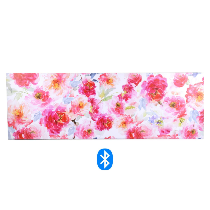 Quadro stampa bluetooth fiori fucsia cm 150x50x4