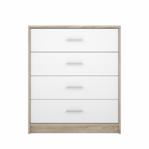 Comò cassettiera Nepo 4 cassetti 80 cm. rovere sonoma bianco