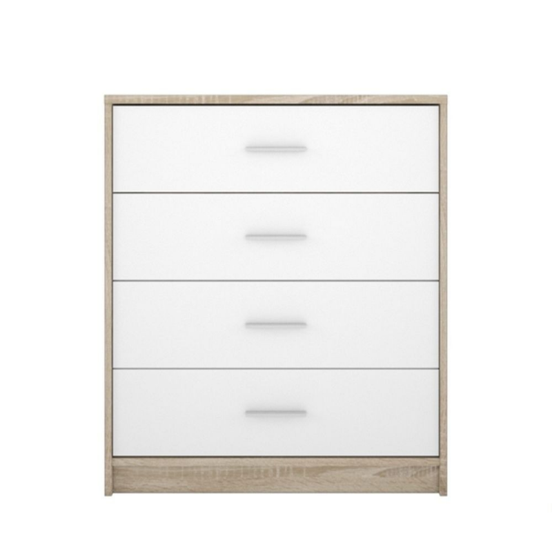 Comò cassettiera Nepo 4 cassetti 80 cm. rovere sonoma bianco