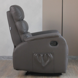 Poltrona relax Futura in nabuk grigio manuale 8 punti di massaggio