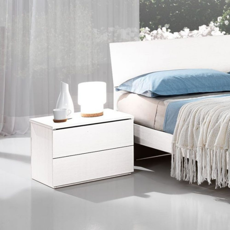 Set di 2 Comodini Manitoba 2 cassetti colore bianco