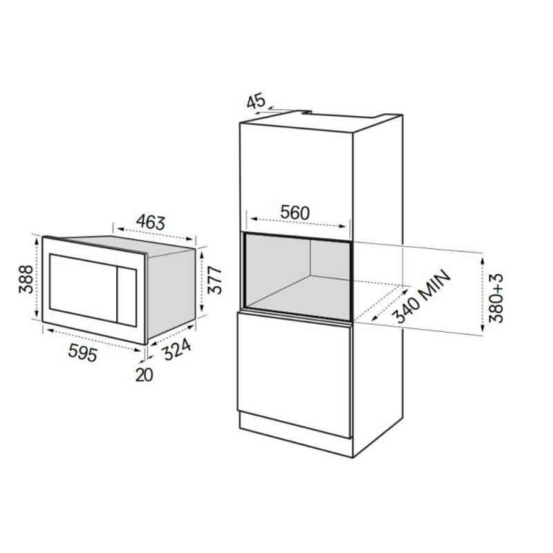 Forno a microonde MKMW3820PRXS da incasso acciaio inox 20 LT Maste Kitchen