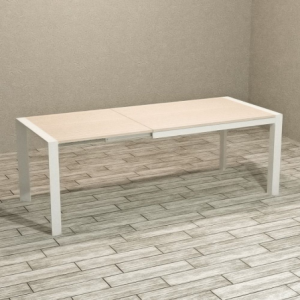 Zoom Tavolo rettangolare allungabile Golia 130x80 struttura bianco e piano rovere sbiancato