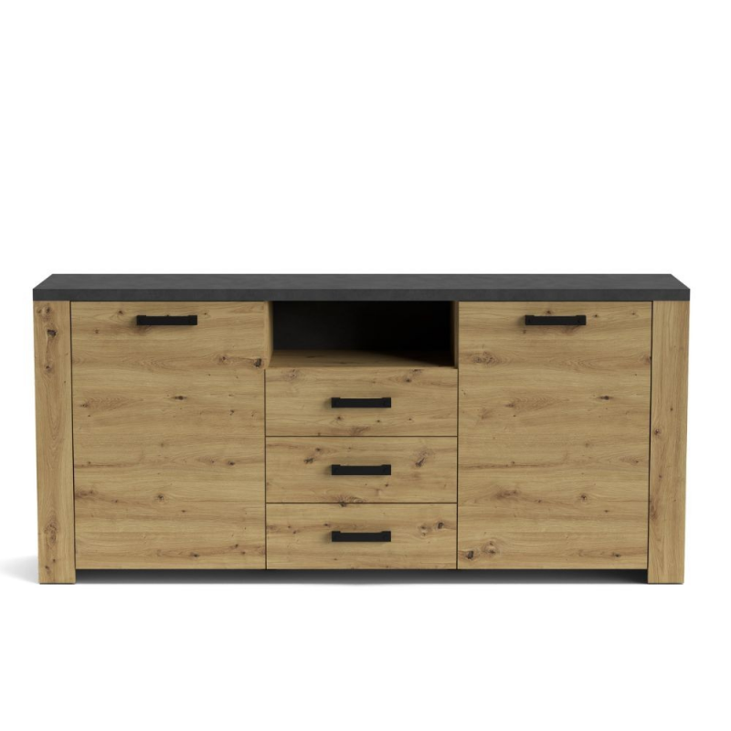 Credenza Follow 870 con 2 ante e 3 cassetti colore rovere e antracite