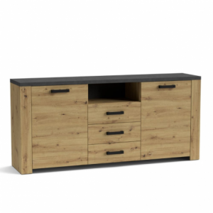 Credenza Follow 870 con 2 ante e 3 cassetti colore rovere e antracite