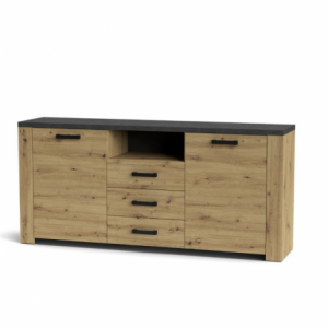 Credenza Follow 870 con 2 ante e 3 cassetti colore rovere e antracite