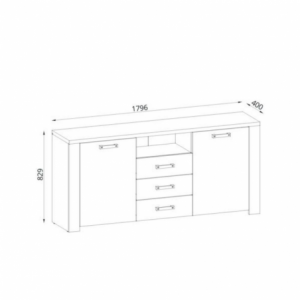 Credenza Follow 870 con 2 ante e 3 cassetti colore rovere e antracite