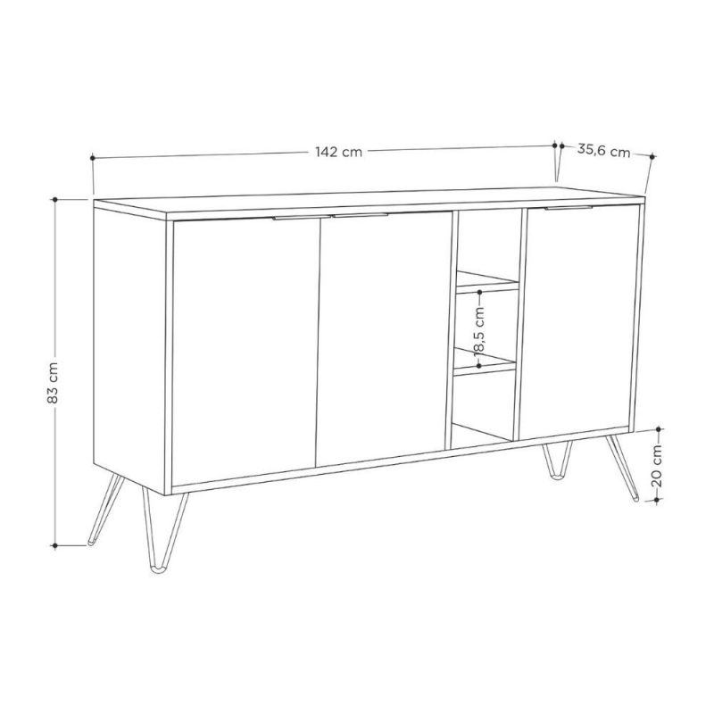 Madia Clara bianco 3 ante 142x35,5x83h