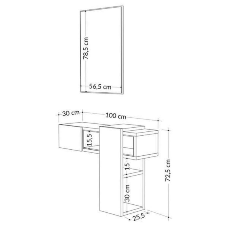 Ingresso Efes rovere bianco con specchio