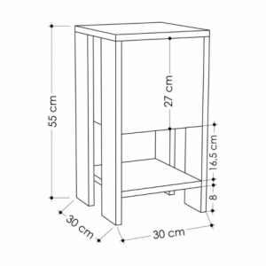 Comodino Ema light mocha anta ribalta 30x30x55h