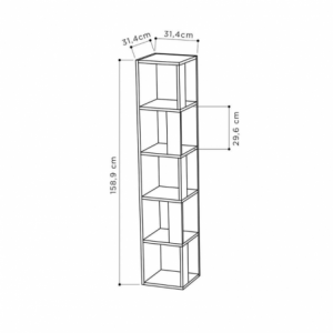 Libreria angolare Piano light mocha 5 ripiani 31,4x31,4x158,9 cm.