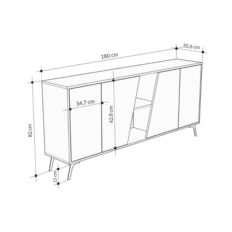 Madia Fiona 180 cm. con 2 ante rovere e due ante antracite