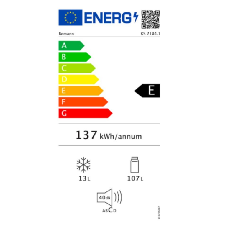 Frigorifero monoporta Bomann KS21841 classe E 119 LT.