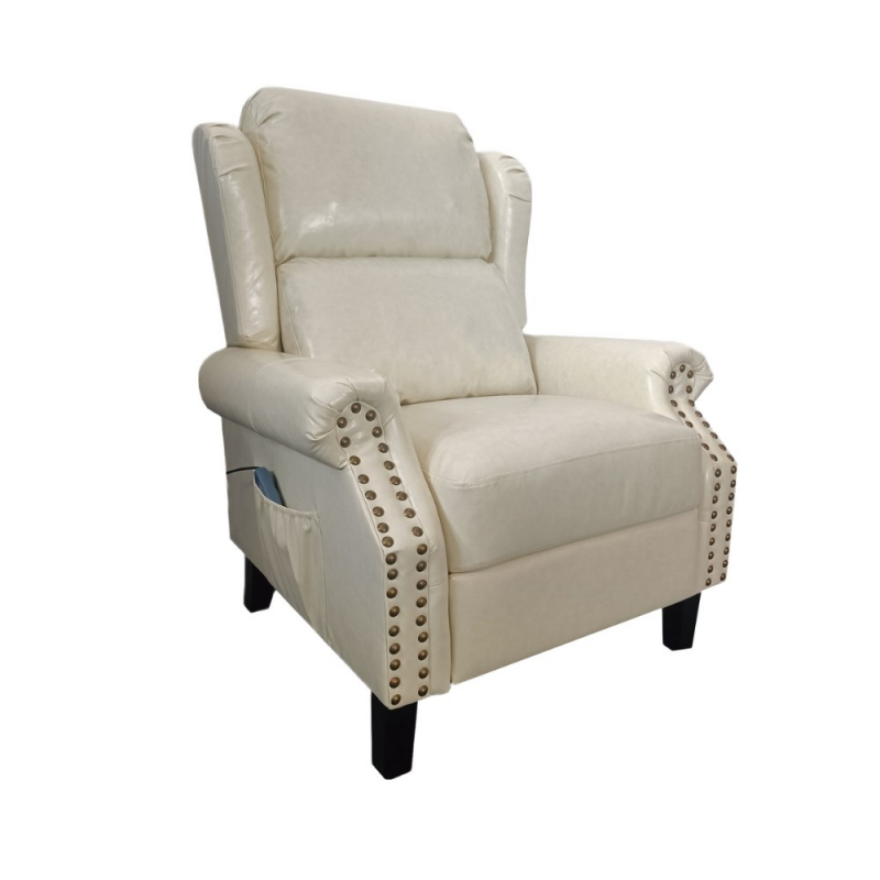 Poltrona Wing recliner 6 punti massaggianti in ecopelle colore beige