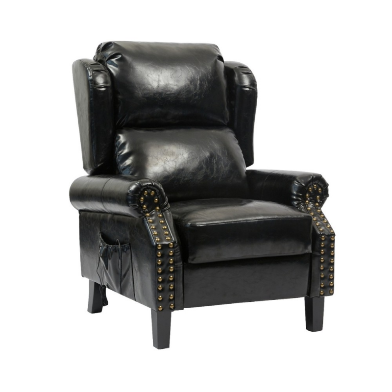 Poltrona Wing recliner 6 punti massaggianti in ecopelle colore nero