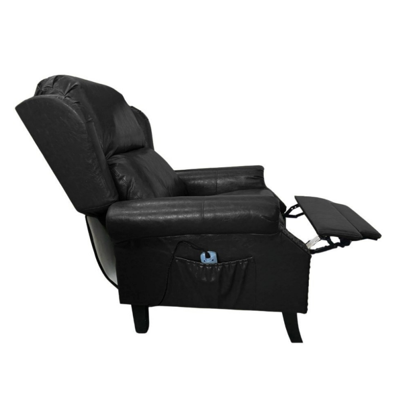 Poltrona Wing recliner 6 punti massaggianti in ecopelle colore nero