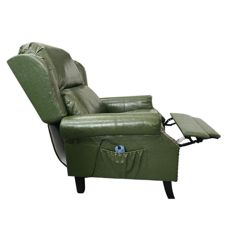 Poltrona Wing recliner 6 punti massaggianti in ecopelle colore verde