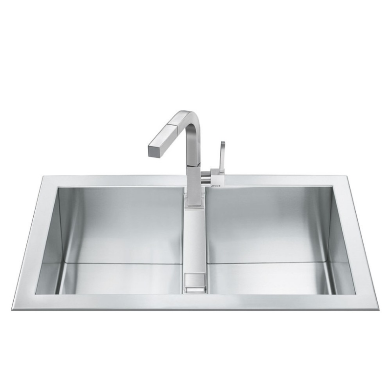 Lavello Smeg LQR862-2 inox 2 vasche 86x50 cm con incasso filotop