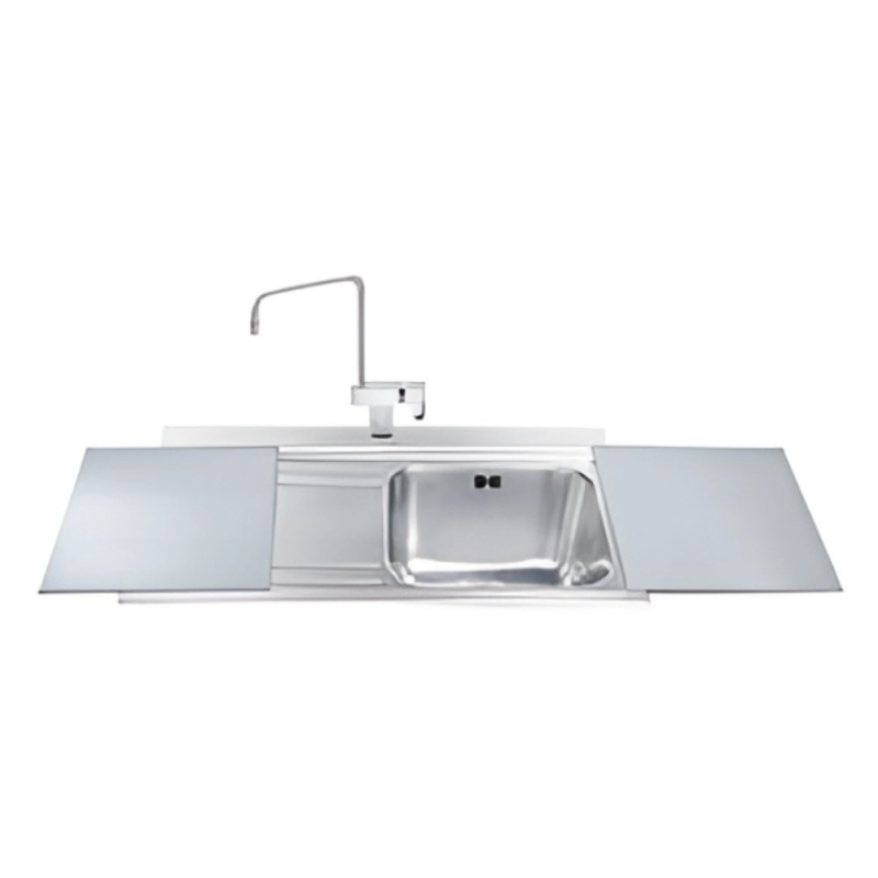 Lavello Smeg LI91SGS 90x50 cm 1 vasca con gocciolatoio a sinistra con vetri silver