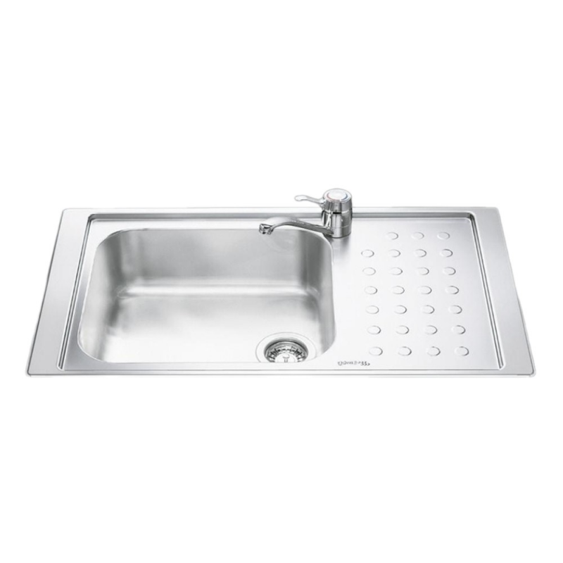 Lavello Smeg LV951D3 1 vasca con gocciolatoio destro 86x50 cm inox