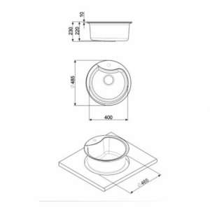 Zoom Lavello rotondo Smeg LSE48AV 48 cm. avena