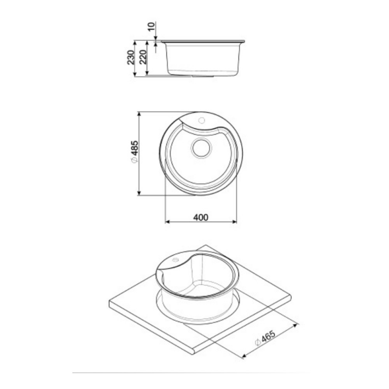 Lavello rotondo Smeg LSE48AV 48 cm. avena