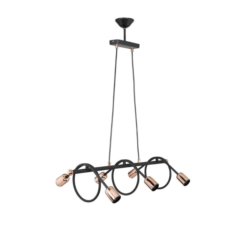 Lampada da soffitto Derbent MDL3938 in metallo nero con sei porta lampade