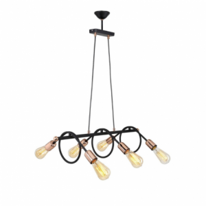 Zoom Lampada da soffitto Derbent MDL3938 in metallo nero con sei porta lampade