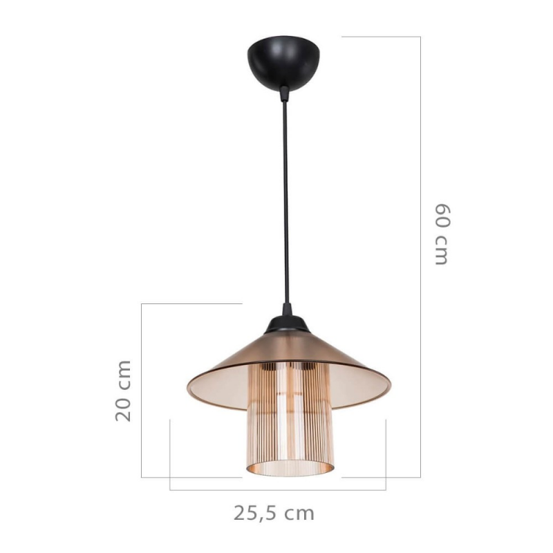 Lampada da soffitto Inka ASZ1464 con paralume in plastica ambrata