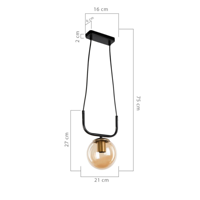 Lampada da soffitto Terena ASZ1422 in metallo nero con 1 portalampada