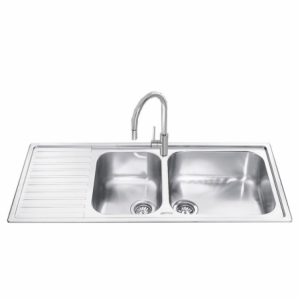 Lavello Smeg LG116S inox 2 vasche con gocciolatoio sinistro 116x50 cm