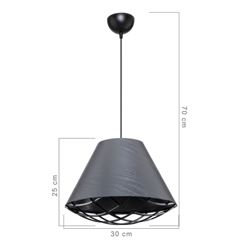 Lampada da soffitto Ayda ASZ1560 con paralume in tessuto antracite