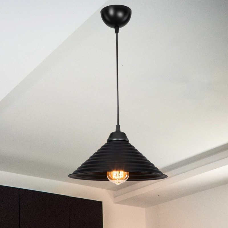 Lampada da soffitto Sava ASZ1617 con paralume in metallo nero