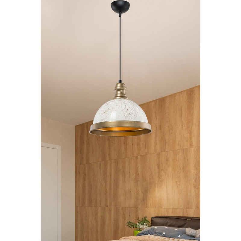 Lampada da soffitto Astek ASZ1636 con paralume in metallo bianco