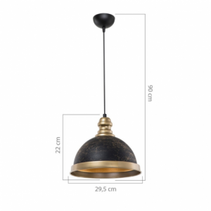 Lampada da soffitto Astek ASZ1637 con paralume in metallo nero