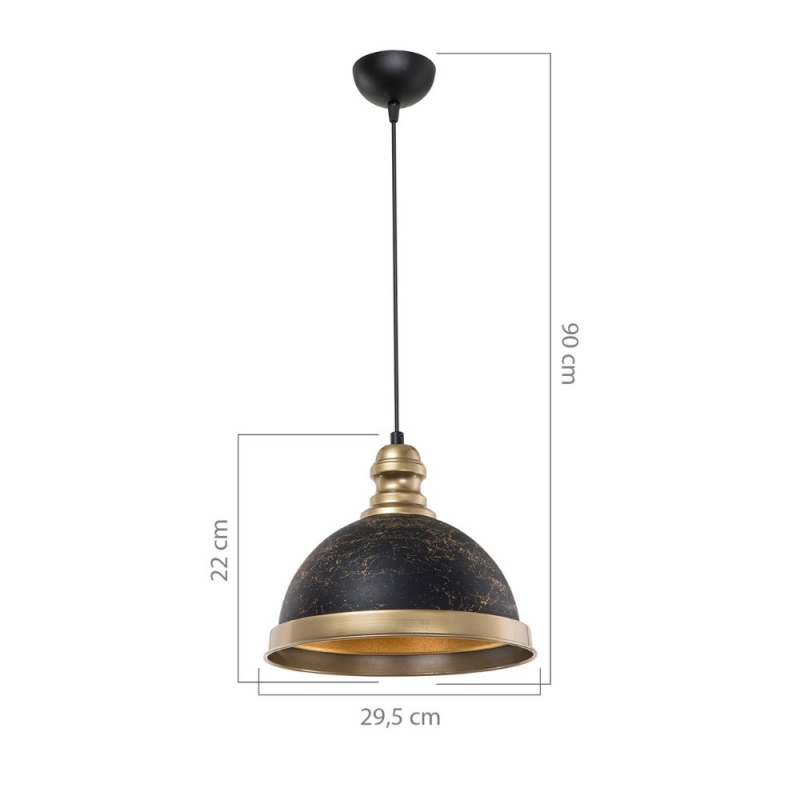 Lampada da soffitto Astek ASZ1637 con paralume in metallo nero