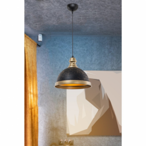 Lampada da soffitto Astek ASZ1637 con paralume in metallo nero