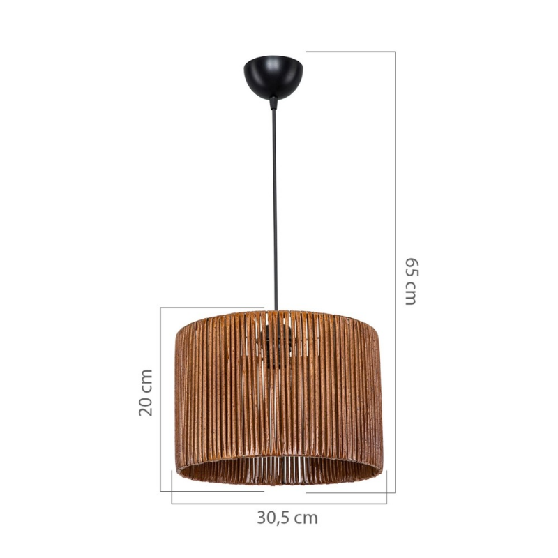 Lampada da soffitto Roya ASZ1700 in carta intrecciata rustica marrone